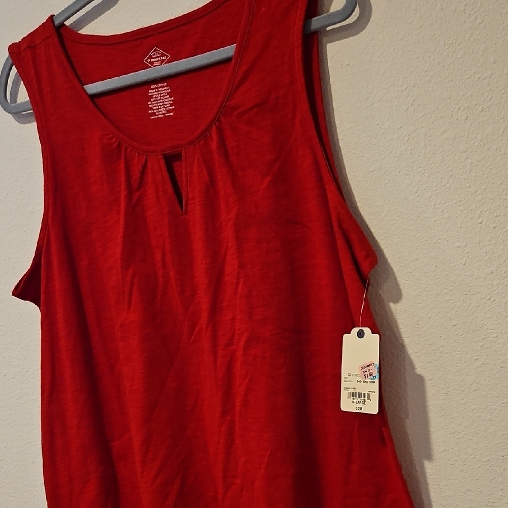 St. John's Bay Vibrant Red Tank Top - Picture 2 of 3